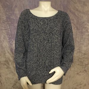 Laura Scott Blue White Silver Metallic Sweater
